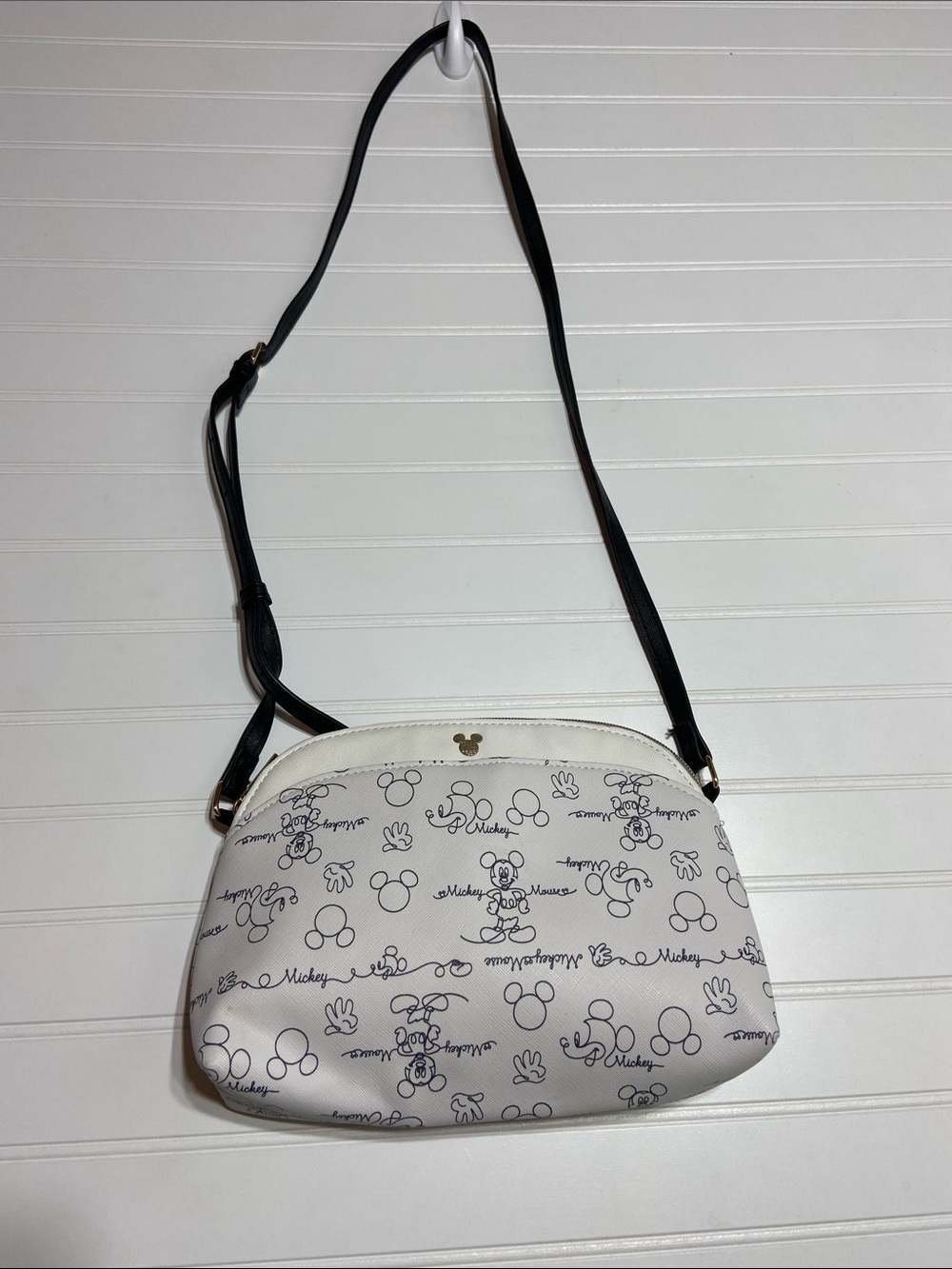 Official Disney Bioworld Mickey Mouse Graffiti Crossbody Bag White/Black